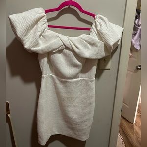 White off the shoulder sequin dress